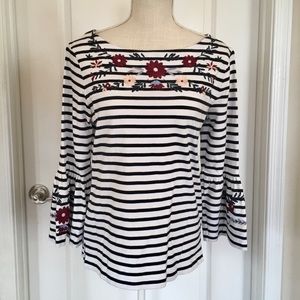J. Crew Striped and Floral Top